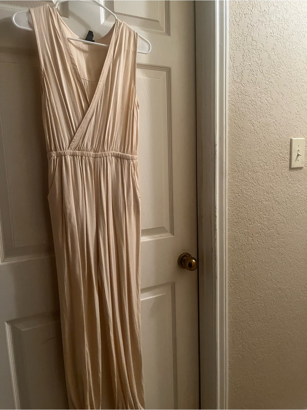 Beige-Pleated Jumpsuit